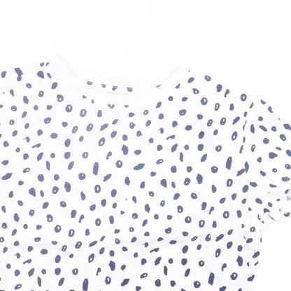 Primark Womens White Animal Print Cotton Basic T-Shirt Size M Crew Neck