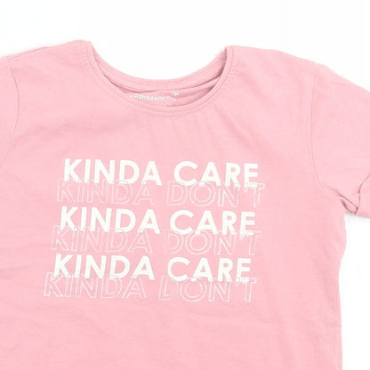 Primark Girls Pink  Cotton Basic T-Shirt Size 7-8 Years Crew Neck Pullover