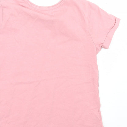 Primark Girls Pink  Cotton Basic T-Shirt Size 7-8 Years Crew Neck Pullover