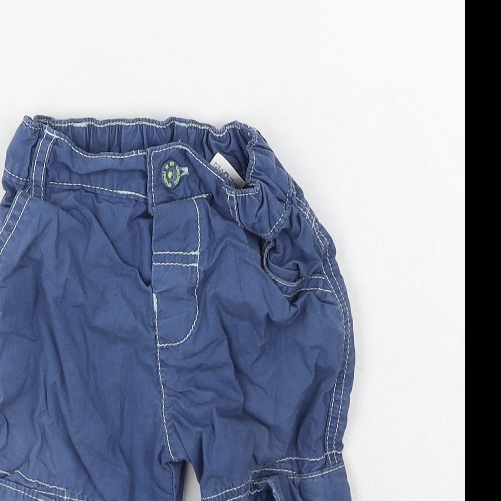 Marks and Spencer Boys Blue  Cotton Cargo Trousers Size 6-9 Months