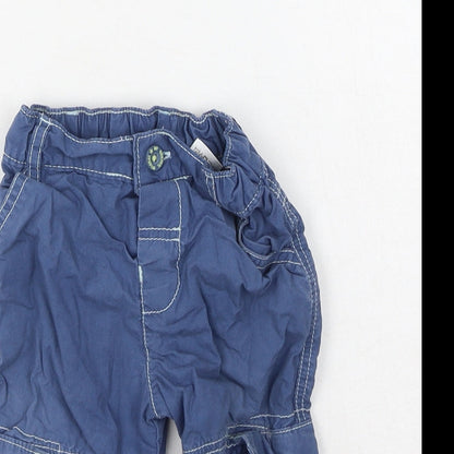 Marks and Spencer Boys Blue  Cotton Cargo Trousers Size 6-9 Months