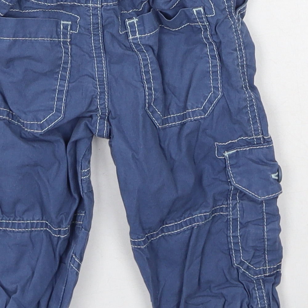 Marks and Spencer Boys Blue  Cotton Cargo Trousers Size 6-9 Months