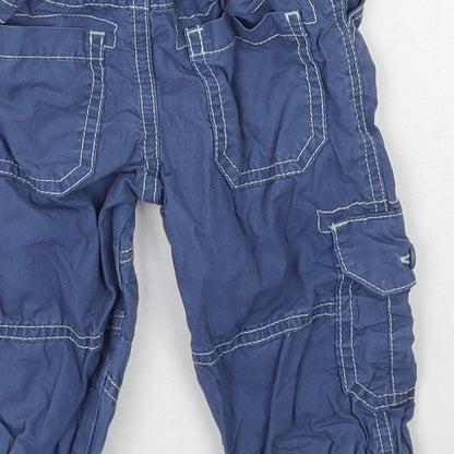 Marks and Spencer Boys Blue  Cotton Cargo Trousers Size 6-9 Months