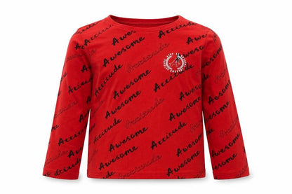 George  Boys Red  Cotton Basic Casual Size 8-9 Years Round Neck