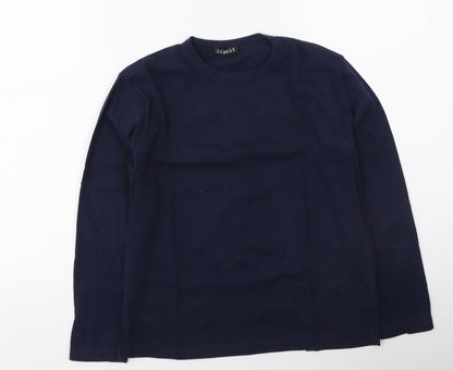 George  Boys Blue  Cotton Basic Casual Size 9-10 Years Round Neck