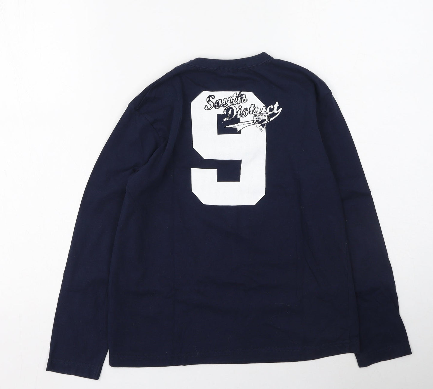 George  Boys Blue  Cotton Basic Casual Size 9-10 Years Round Neck