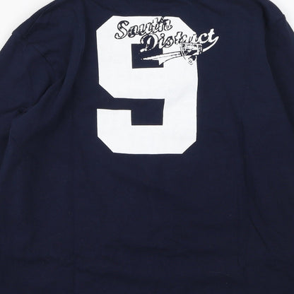 George  Boys Blue  Cotton Basic Casual Size 9-10 Years Round Neck
