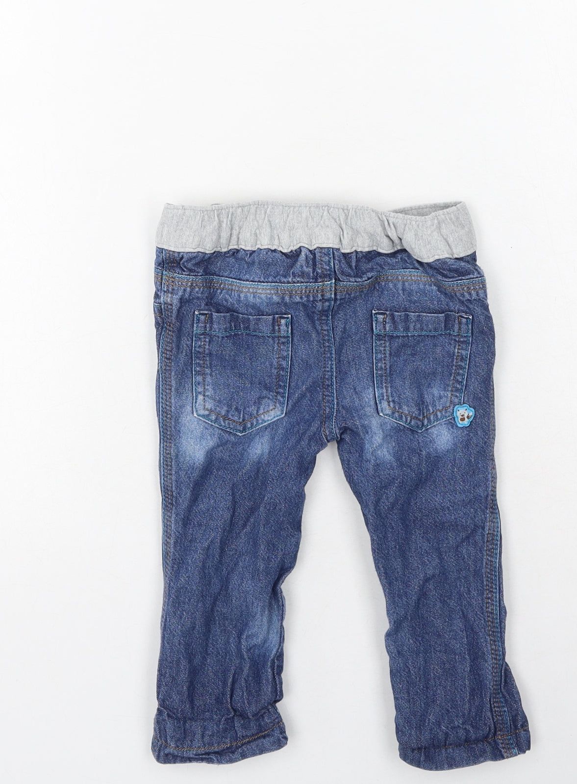 Rochas Boys Blue  Cotton Cargo Jeans Size 9-12 Months