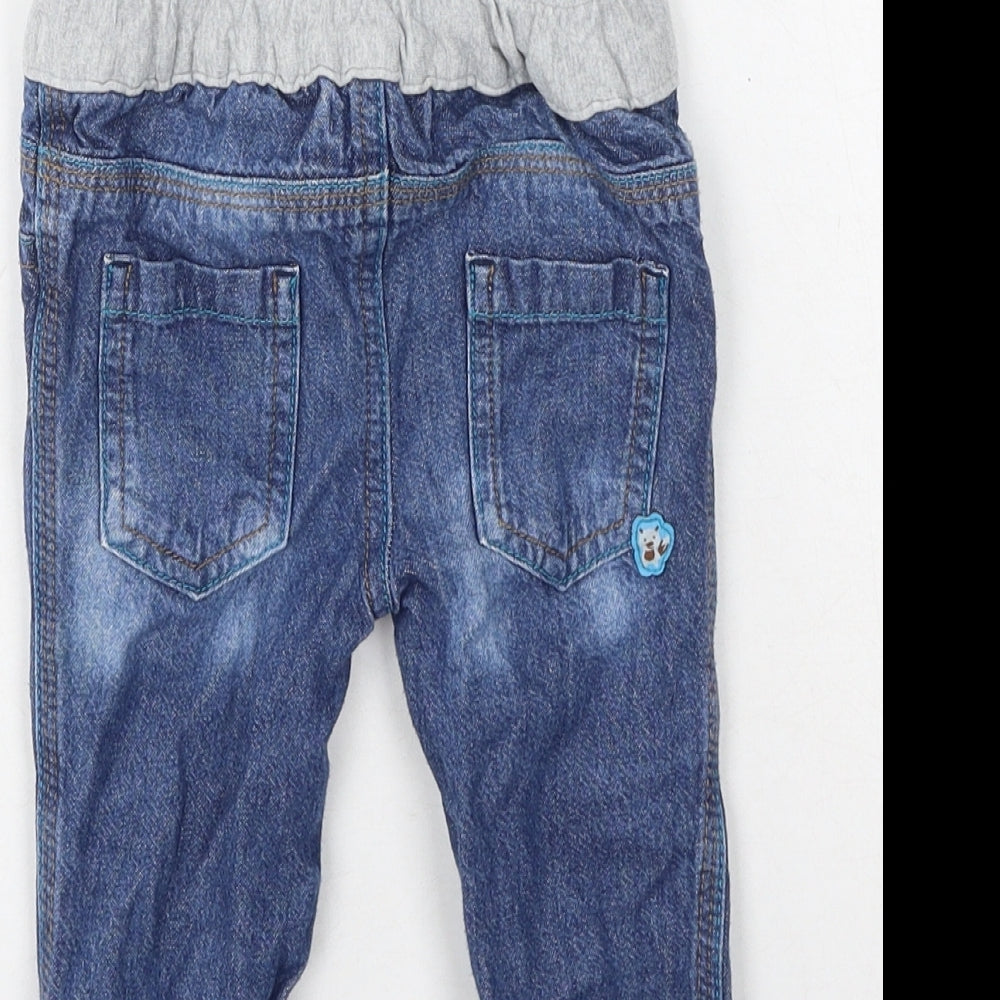Rochas Boys Blue  Cotton Cargo Jeans Size 9-12 Months