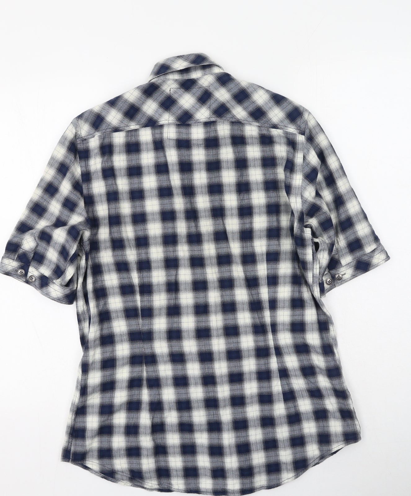 Mens UK Size S NEXT Blue  Button-Up Short Sleeve Casual Shirt