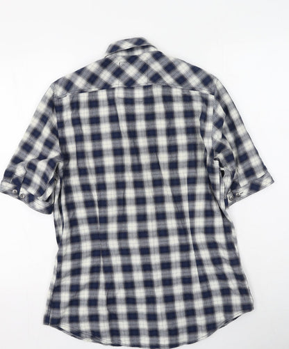 Mens UK Size S NEXT Blue  Button-Up Short Sleeve Casual Shirt