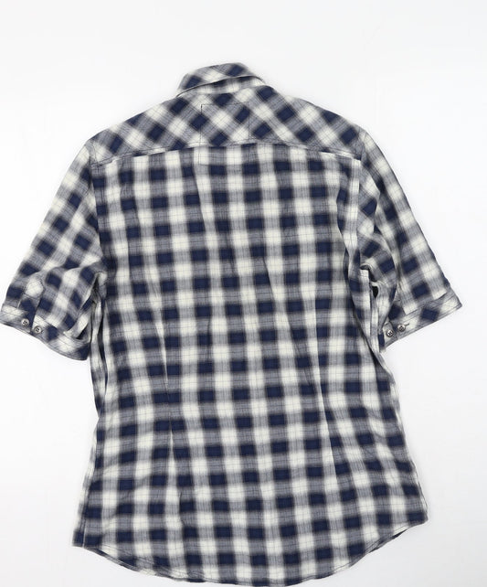 Mens UK Size S NEXT Blue  Button-Up Short Sleeve Casual Shirt