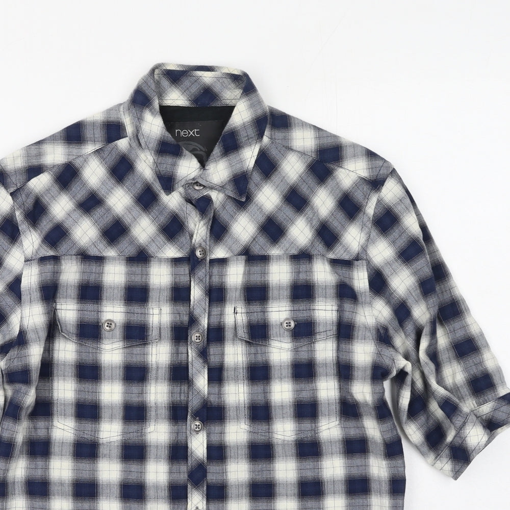 Mens UK Size S NEXT Blue  Button-Up Short Sleeve Casual Shirt