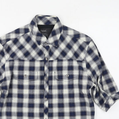 Mens UK Size S NEXT Blue  Button-Up Short Sleeve Casual Shirt