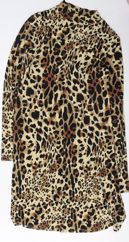 Papaya Womens Brown Animal Print Polyester Bodycon  Size 8  High Neck