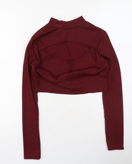 Parisian  Womens Red  Polyester Basic Polo Size 12 High Neck