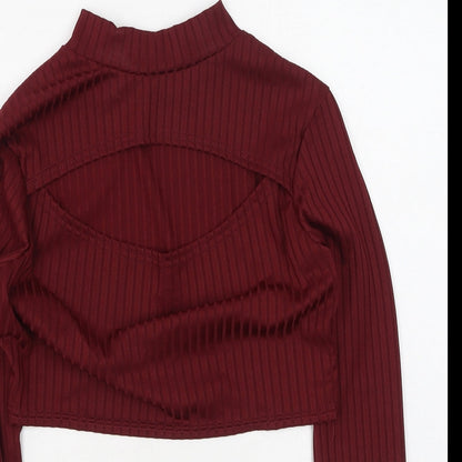 Parisian  Womens Red  Polyester Basic Polo Size 12 High Neck