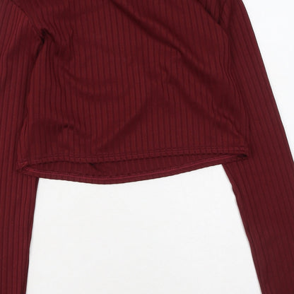 Parisian  Womens Red  Polyester Basic Polo Size 12 High Neck