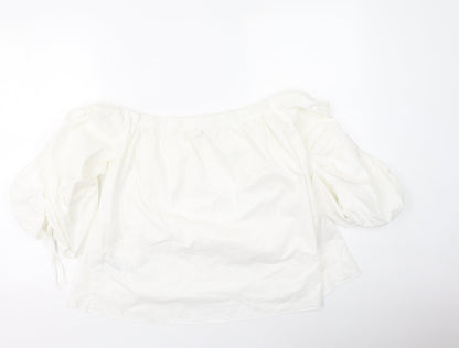 Miss Selfridge Womens Ivory  Cotton Basic Blouse Size 12 Off the Shoulder