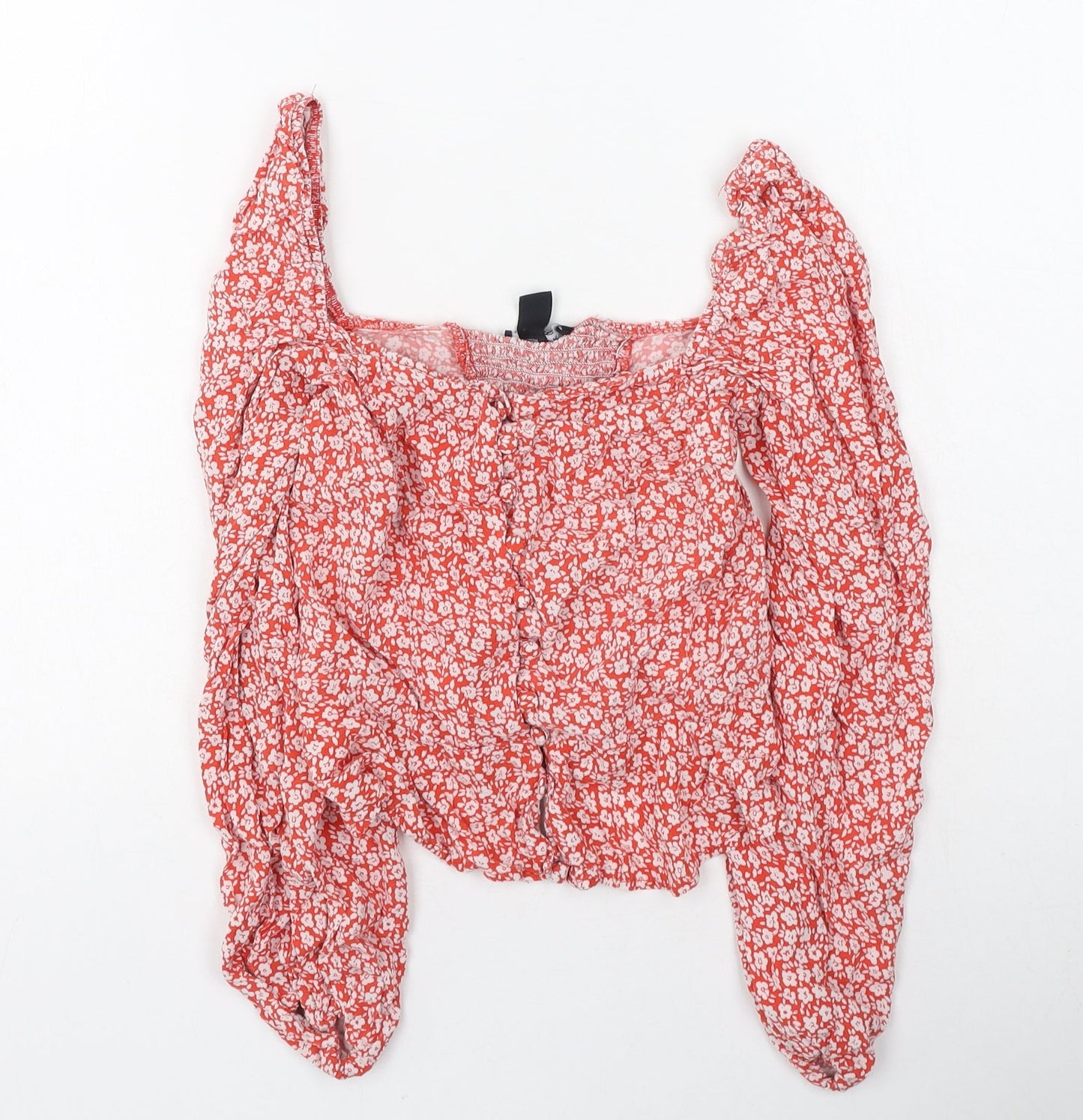 Womens UK Size 6 New Look Red Basic Button-Up