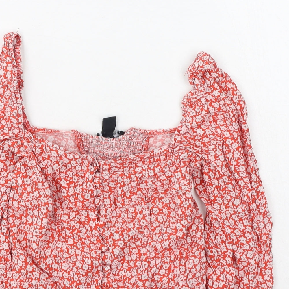 Womens UK Size 6 New Look Red Basic Button-Up
