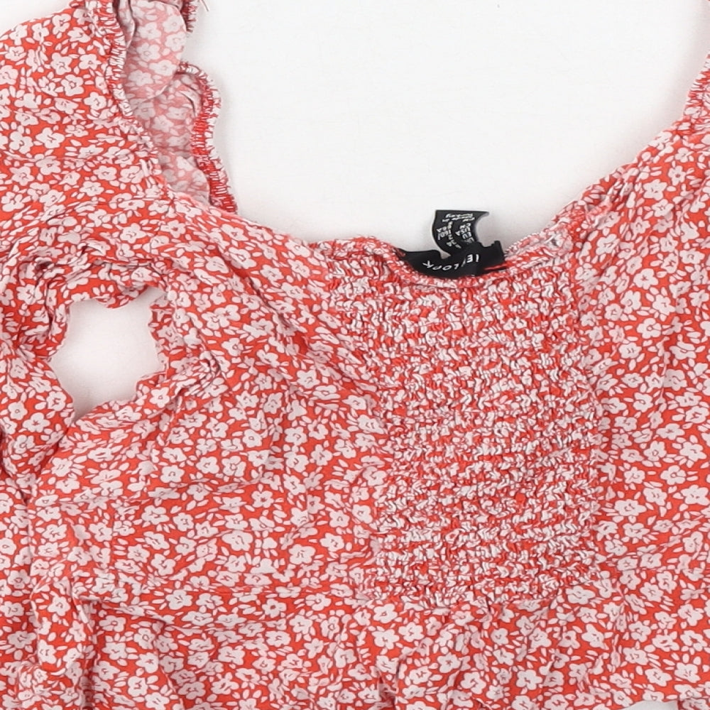 Womens UK Size 6 New Look Red Basic Button-Up
