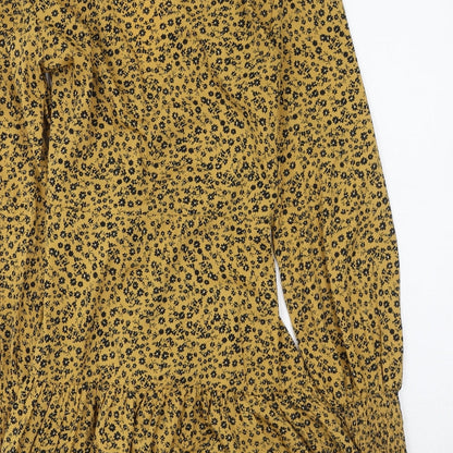 influence Womens Yellow Floral Polyester Wrap Dress  Size 6  V-Neck