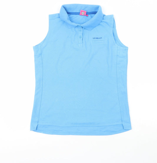 LA Gear Womens Blue  Polyester Basic Button-Up Size 16 Collared