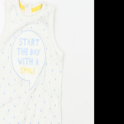 H&M Baby White  100% Cotton Babygrow One-Piece Size 3-6 Months   - Start the day with a smile