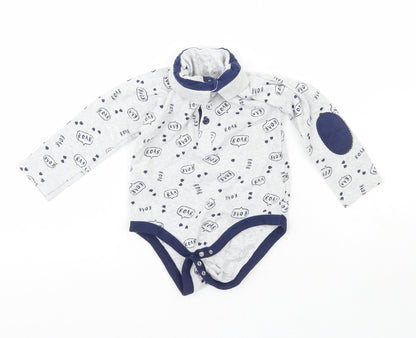 Preworn Boys Grey  Polyester Babygrow One-Piece Size 3-6 Months   - Roar
