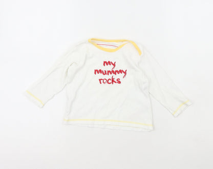 Preworn Girls White  100% Cotton Basic T-Shirt Size 9-12 Months Crew Neck  - My Mummy Rocks