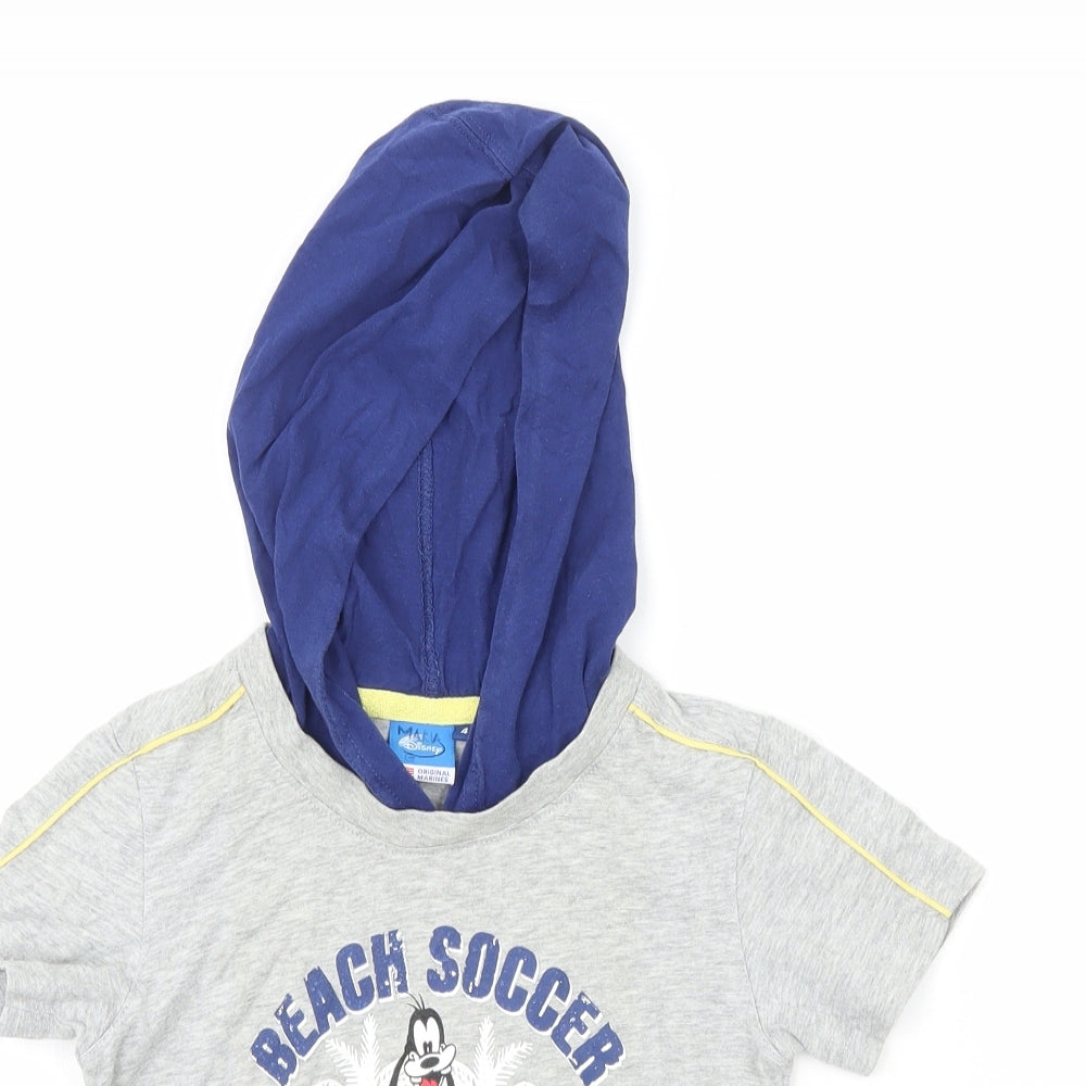 Disney  Boys Grey  100% Cotton Basic T-Shirt Size 4 Years Crew Neck  - Beach Soccer Team