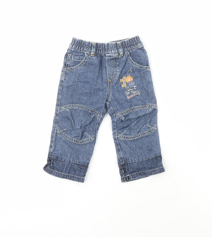 Bimbus   Boys Blue  100% Cotton Pedal Pusher Jeans Size 6-9 Months   - Sport Top Tiger