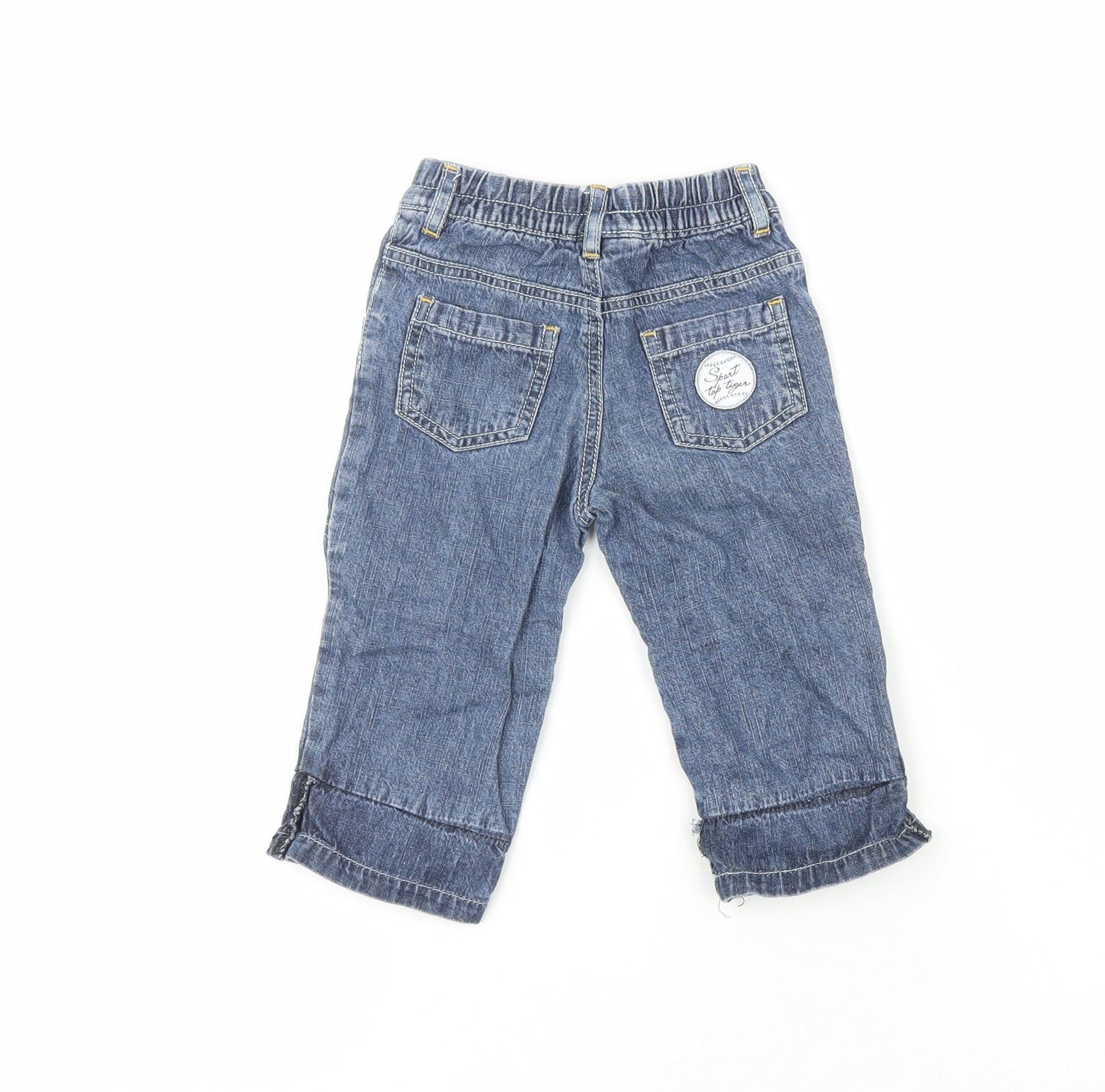 Bimbus   Boys Blue  100% Cotton Pedal Pusher Jeans Size 6-9 Months   - Sport Top Tiger