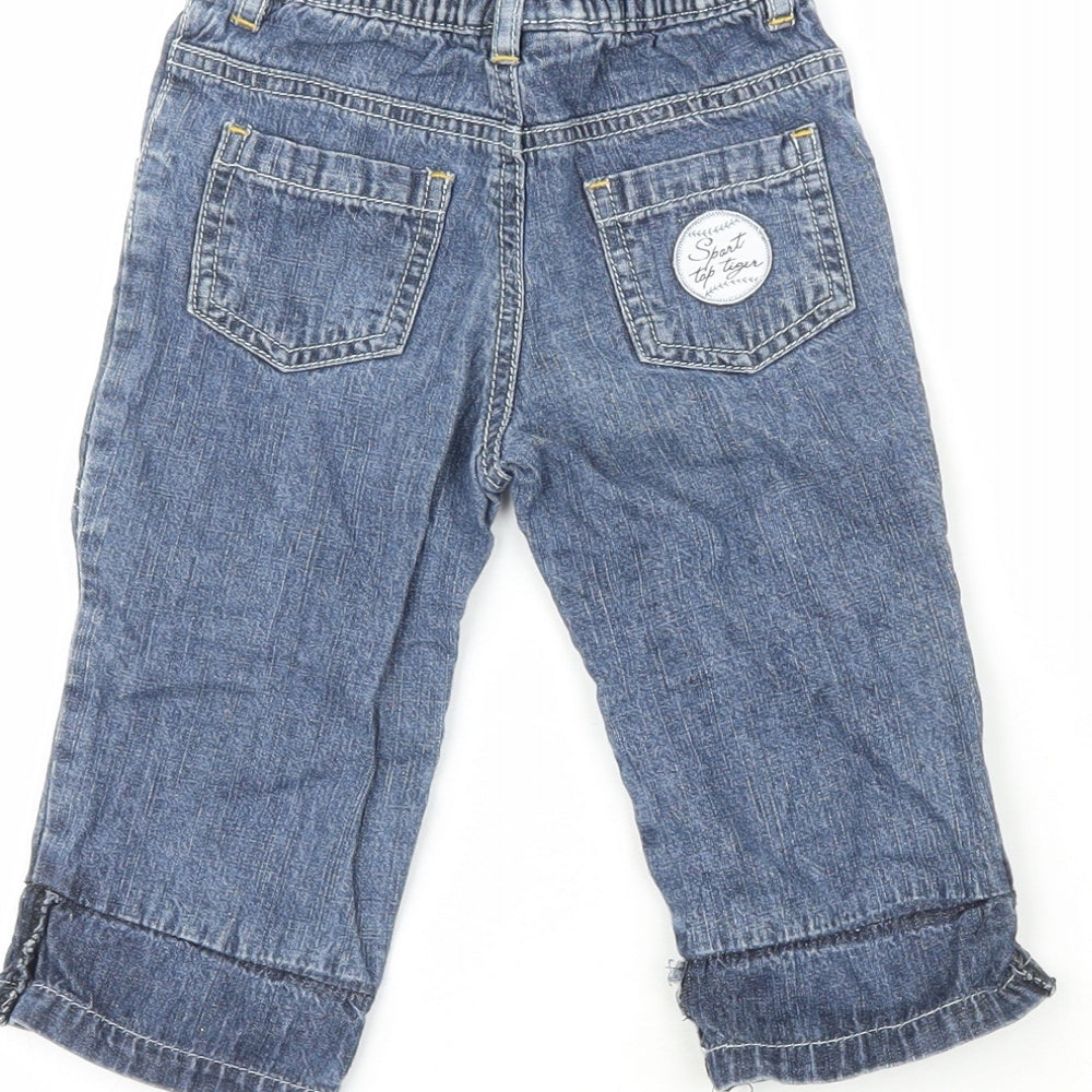 Bimbus   Boys Blue  100% Cotton Pedal Pusher Jeans Size 6-9 Months   - Sport Top Tiger