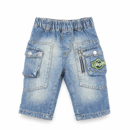 Bam Bib el Boys Blue  100% Cotton Pedal Pusher Jeans Size 6-9 Months   - London