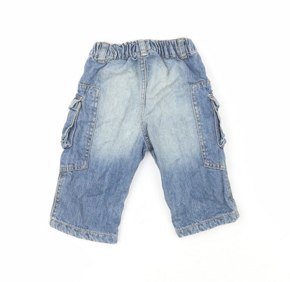 Bam Bib el Boys Blue  100% Cotton Pedal Pusher Jeans Size 6-9 Months   - London