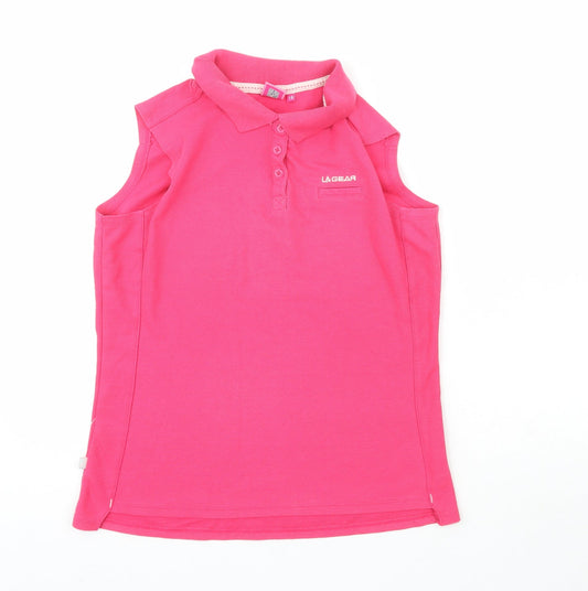 LA Gear Womens Pink  Polyester Basic Tank Size 16 Collared