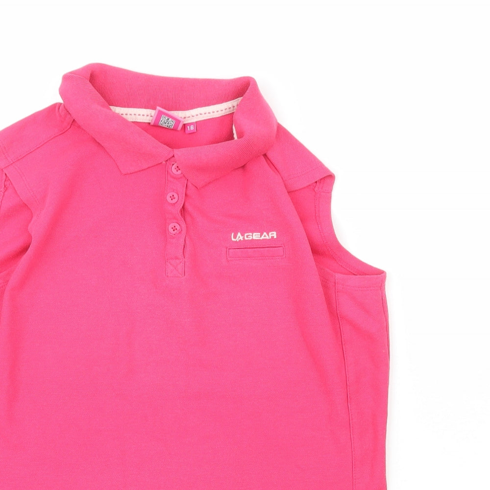 LA Gear Womens Pink  Polyester Basic Tank Size 16 Collared