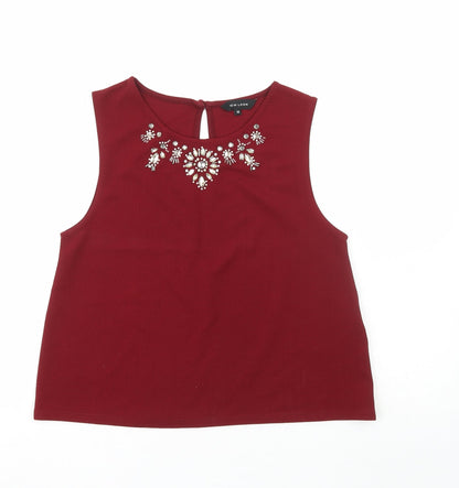 Womens UK Size 12 New Look Red Basic Tank