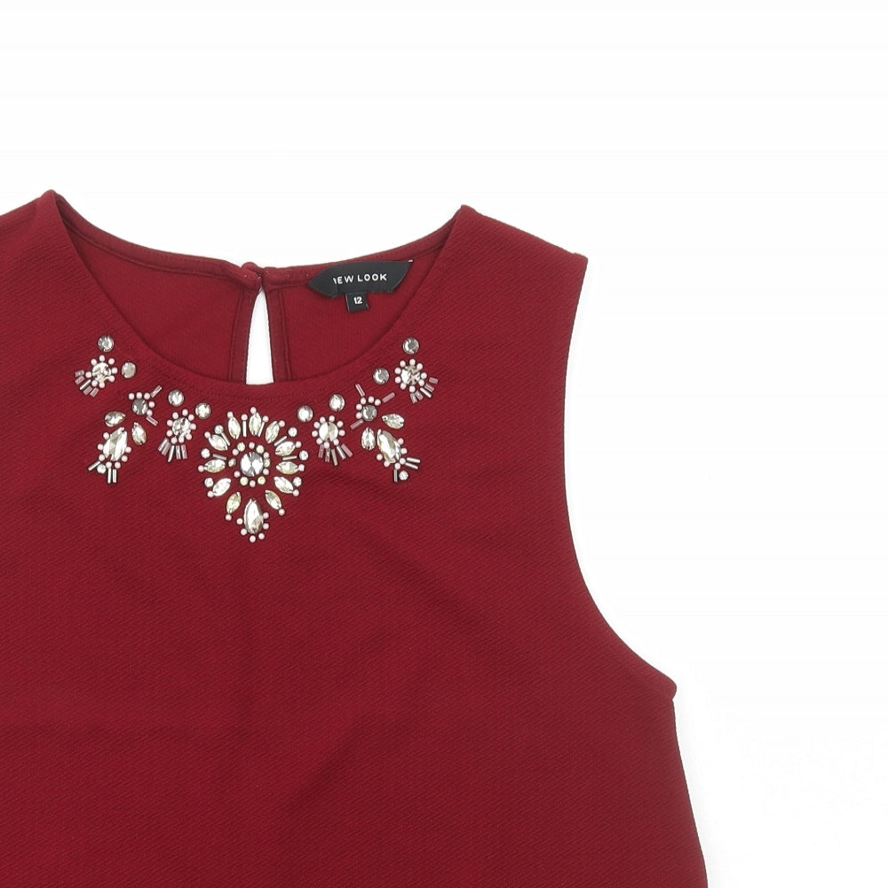Womens UK Size 12 New Look Red Basic Tank