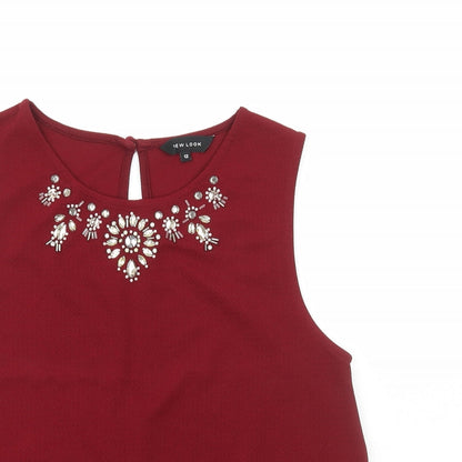 Womens UK Size 12 New Look Red Basic Tank