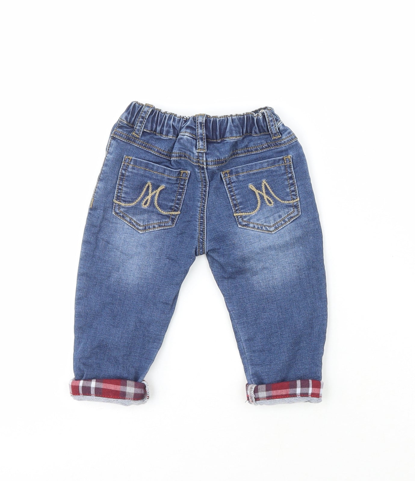 Minibandi Girls Blue  Cotton Pedal Pusher Jeans Size 12 Months   - Bear