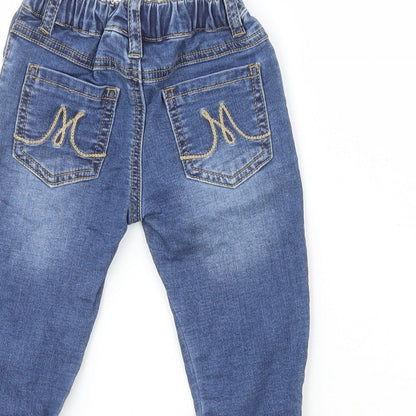 Minibandi Girls Blue  Cotton Pedal Pusher Jeans Size 12 Months   - Bear