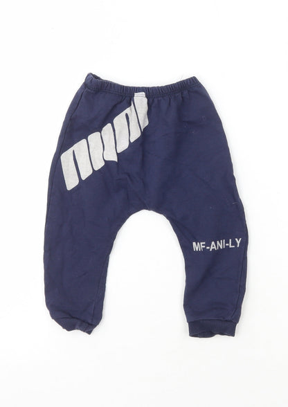 Anilco Boys Blue  100% Cotton Jogger Leggings Size 18 Months   - MF-ANI-LY