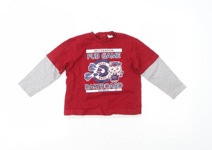 Preworn Boys Multicoloured Crew Neck  100% Cotton Pullover Jumper Size 3 Years   - Pub Game Dartboard