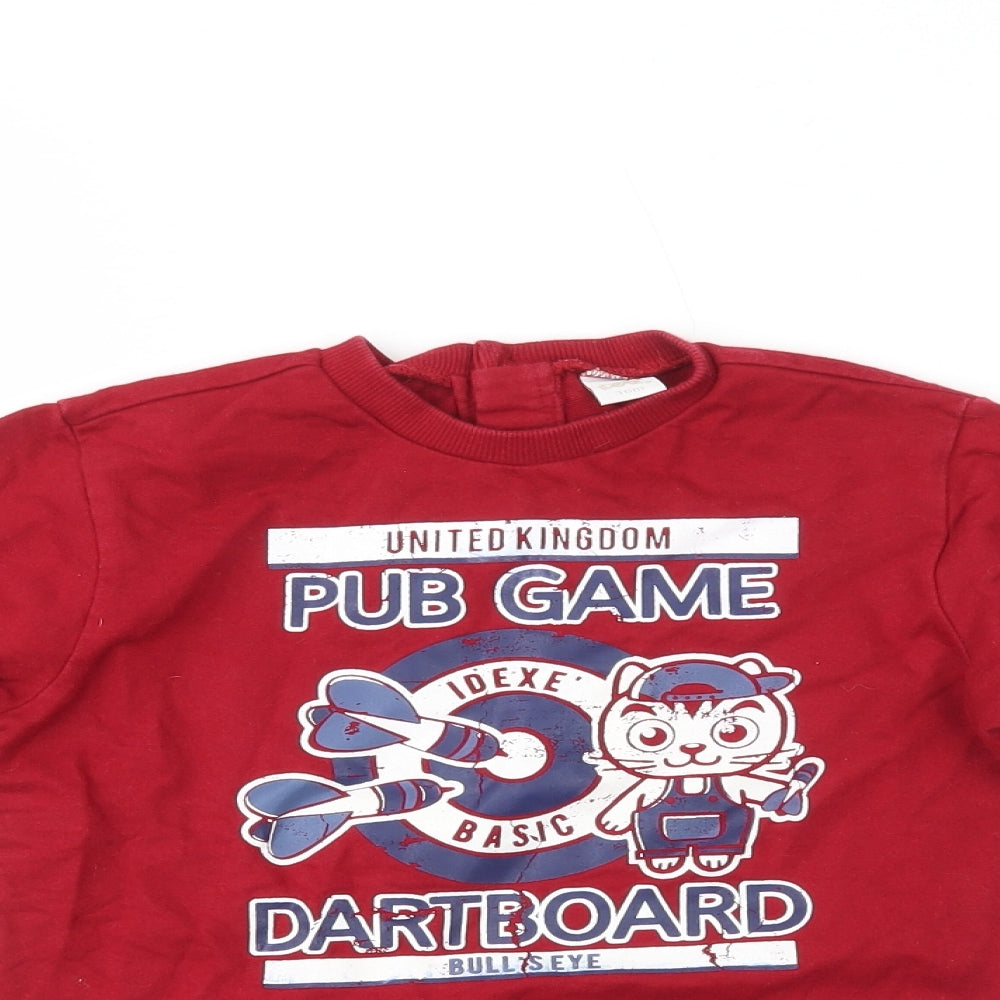 Preworn Boys Multicoloured Crew Neck  100% Cotton Pullover Jumper Size 3 Years   - Pub Game Dartboard