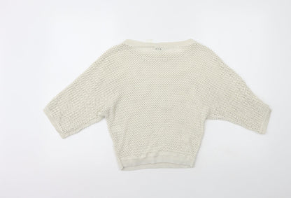Womens UK Size XS Redoute Ivory Henley Jumper