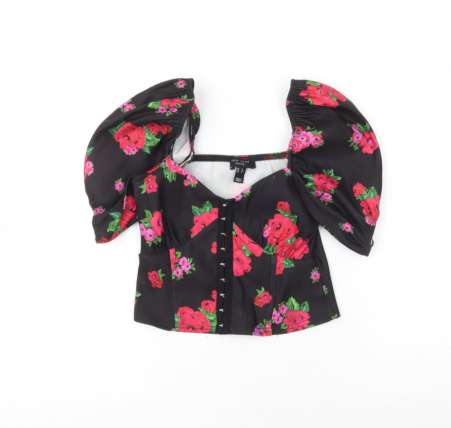 Womens UK Size 6 New Look Multicoloured Cropped Blouse