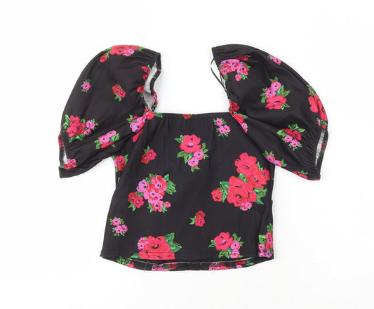 Womens UK Size 6 New Look Multicoloured Cropped Blouse